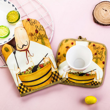 Cartoon Master Oven Mitt Glove Pad Chef Φούρνος μικροκυμάτων Αντι-καυτή μόνωση Ρετρό μπάρμπεκιου Εργαλεία ψησίματος κουζίνας Αξεσουάρ Διακόσμηση