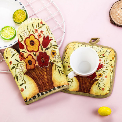 Cartoon Master Cepeškrāsns cimds Cimdu paliktnis šefpavārs mikroviļņu krāsns pretkarstuma izolācijas paklājiņš Retro BBQ virtuve Cepšanas rīki Aksesuāri Dekors