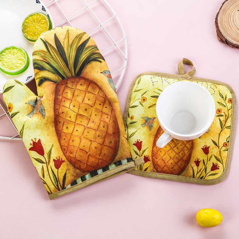 Cartoon Master Cepeškrāsns cimds Cimdu paliktnis šefpavārs mikroviļņu krāsns pretkarstuma izolācijas paklājiņš Retro BBQ virtuve Cepšanas rīki Aksesuāri Dekors