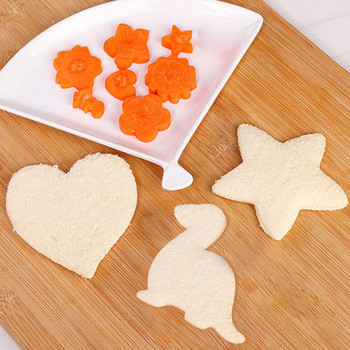 2PCS резачка за сандвичи за деца, животно, динозавър, звезда във формата на сърце, форма за хляб от неръждаема стомана, метална резачка за бисквити, форма за бисквити