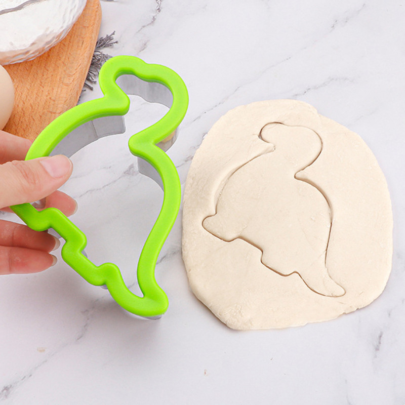 2 gab. Sviestmaižu griezējs bērniem Dzīvnieku dinozauru zvaigzne sirds formas nerūsējošā tērauda maizes veidne metāla cepumu griezēji cepumu veidne