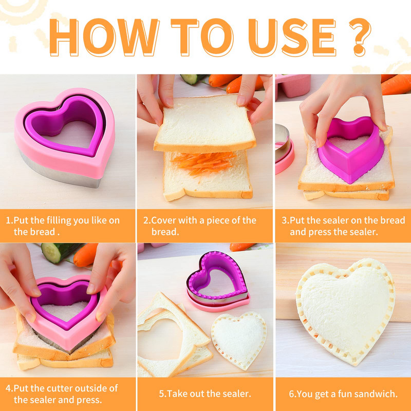 Sviestmaižu griezējs nerūsējošā tērauda sirds aplis zvaigzne dinozaura forma Daudzfunkcionāls DIY pārtikas sviestmaižu gatavošanas virtuves rīks