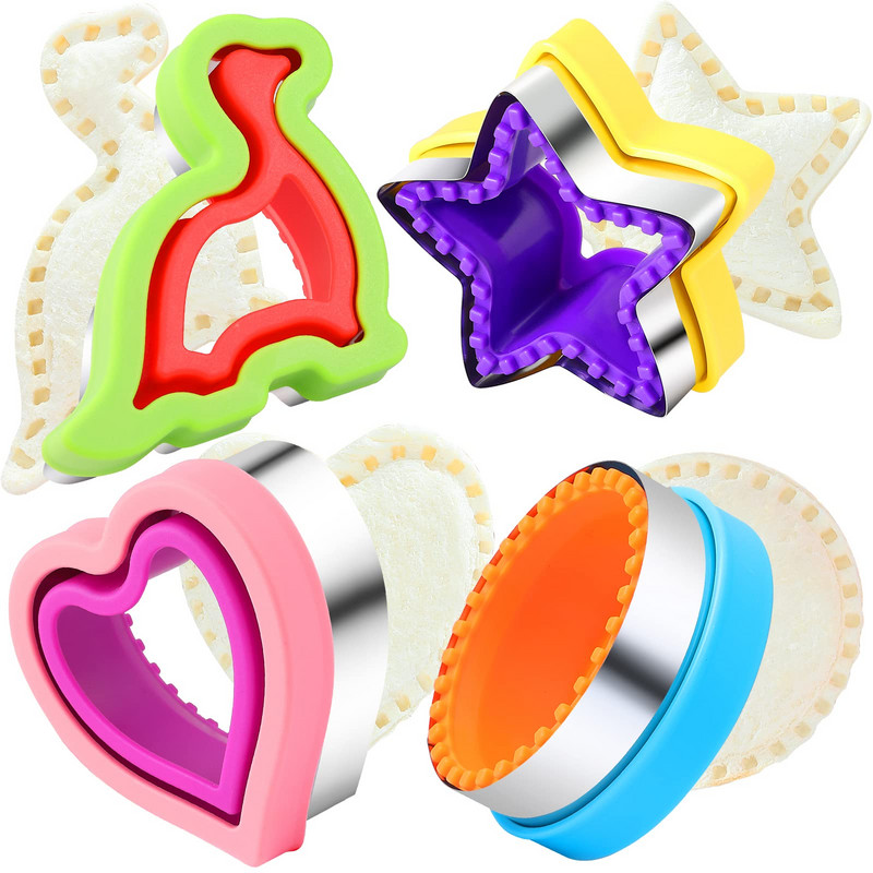 Sviestmaižu griezējs nerūsējošā tērauda sirds aplis zvaigzne dinozaura forma Daudzfunkcionāls DIY pārtikas sviestmaižu gatavošanas virtuves rīks