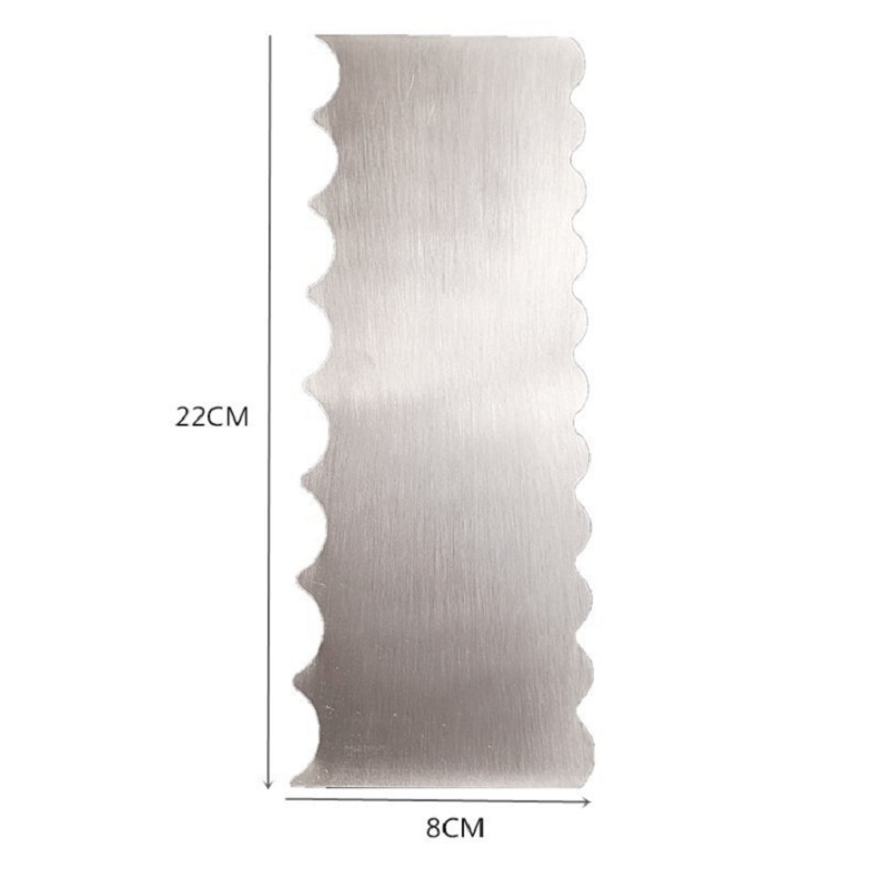 304 nerūsējošā tērauda kūku skrāpis divpusējas rakstainas malas mīklas ķemme Gludākas kūkas dekorēšanas rīki putu sviesta krēmam