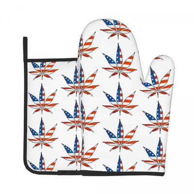 Amerikas karoga virtuves cimdu lapu izolācija, karstā cepeškrāsns bļoda, dūraiņa pods, turētājs bārbekjū dūraiņu komplekts