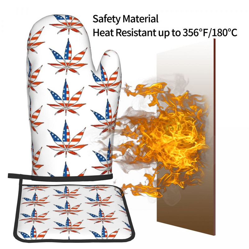 Amerikas karoga virtuves cimdu lapu izolācija, karstā cepeškrāsns bļoda, dūraiņa pods, turētājs bārbekjū dūraiņu komplekts