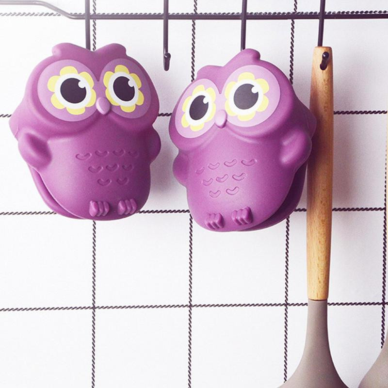 Bagoly forrázásgátló kesztyű csíptető rajzfilm szilikon hőálló kézi kapocs csúszásmentes sütés mikrohullámú sütő kesztyűcsipesz konyhai kiegészítők