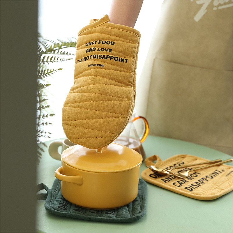 1 gab. Sabiezināti mikroviļņu cepeškrāsns dūraiņi Pretpiedeguma karstumizturīgi kokvilnas cimdi virtuves cepeškrāsns cepšanai gatavošanai karstumizturīgi cimdi