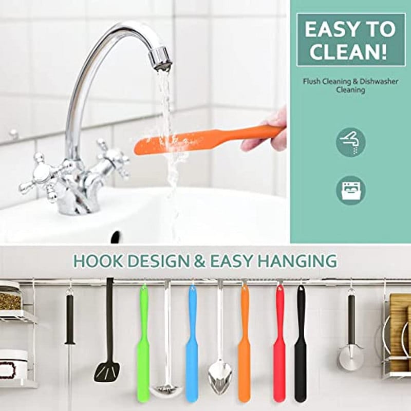 5 gabaliņi silikona burkas skrāpju-kūku krējuma skrāpju komplekts Nelipīgs karstumizturīgs jaukta sviesta skrāpis, piemērots ēdiena gatavošanai