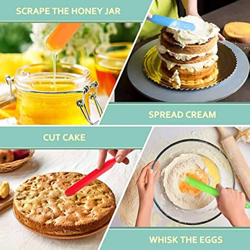 5 gabaliņi silikona burkas skrāpju-kūku krējuma skrāpju komplekts Nelipīgs karstumizturīgs jaukta sviesta skrāpis, piemērots ēdiena gatavošanai