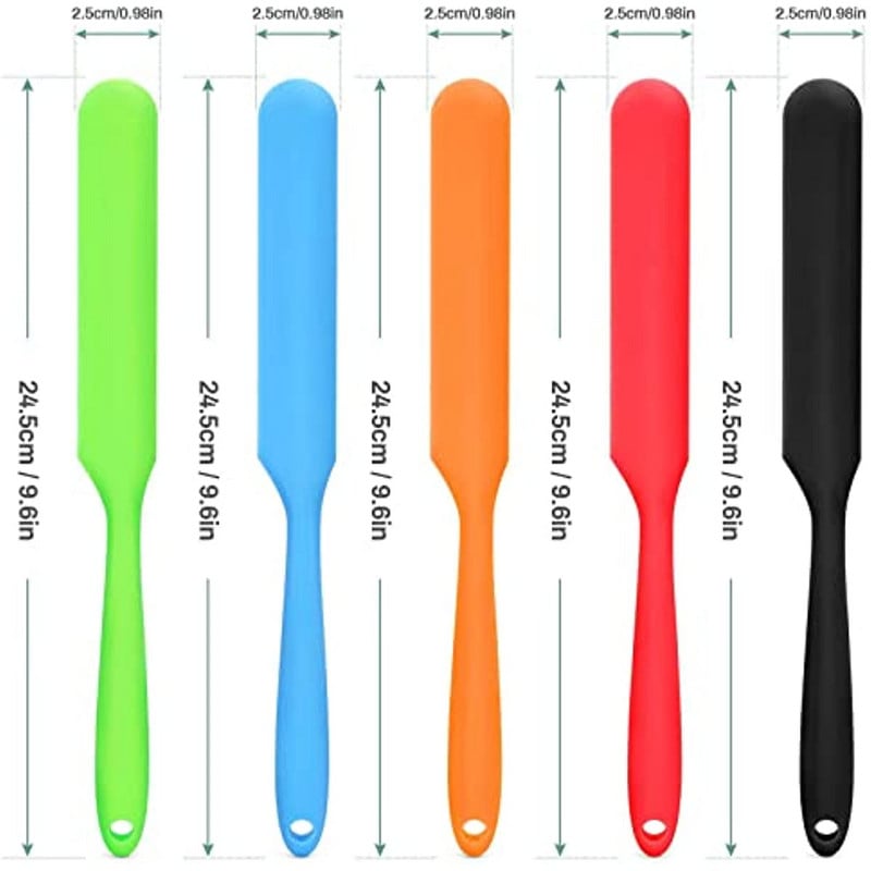 5 gabaliņi silikona burkas skrāpju-kūku krējuma skrāpju komplekts Nelipīgs karstumizturīgs jaukta sviesta skrāpis, piemērots ēdiena gatavošanai
