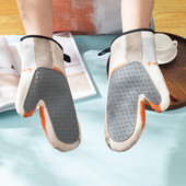 1 pāris izolācijas cimdi Pretpiedeguma silikona cepeškrāsns cimdi ar neslīdošu palmu virves dizaina cepeškrāsns grilēšanas cimdiem gatavošanas rīku