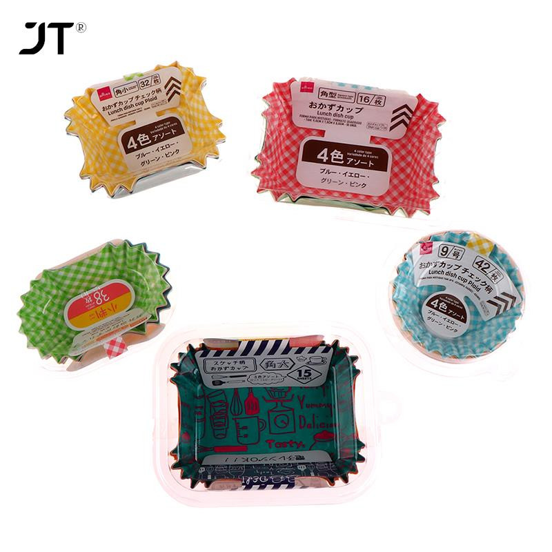 Japāņu stila 15-42gab Eļļas necaurlaidīga papīra kūkas krūze Cupcake ieliktņi Desertu cepšana Cupcake veidņu mafinu futrāļi Bento Mat kūku rīki