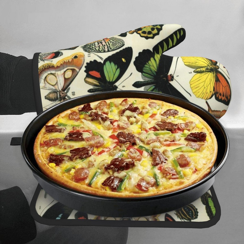 Vintage tauriņi Darkacademia dūraiņi Hot Pad butterfly Hot Oven Bowl Virtuves cimdi Grils Fryer Karstumizturīgs cepeškrāsns dūraiņu komplekts