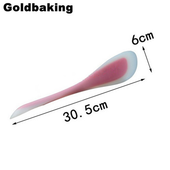 Goldbaking Едно парче Двустранна многофункционална силиконова лъжица и шпатула Скрепер за силиконови буркани