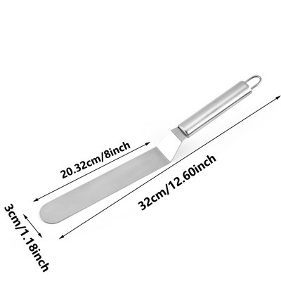 Nerūsējošā tērauda izliekta paletes nazis leņķveida glazūras lāpstiņa 3 izmēri kēksu kūku dekorēšanai, izlīdzinošai glazūrai glazūrai.
