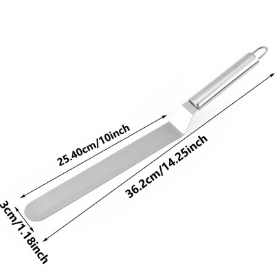 Nerūsējošā tērauda izliekta paletes nazis leņķveida glazūras lāpstiņa 3 izmēri kēksu kūku dekorēšanai, izlīdzinošai glazūrai glazūrai.