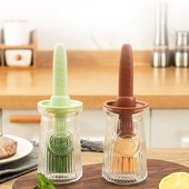 Βούρτσα λαδιού με μπουκάλι Σπίτι τηγανίτα με ανθεκτικό σε υψηλές θερμοκρασίες Σετ μπουκαλιών λαδιού Όλα σε ένα Σετ μπάρμπεκιου ψησίματος σιλικόνης βούρτσα κουζίνας