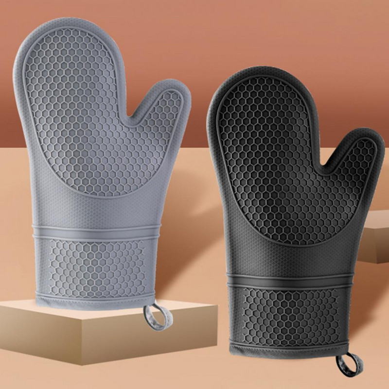 Aukščiausios kokybės silikoninės orkaitės pirštinės, pakabinamos virtuvės pirštinės, minkštas pamušalas, apsaugantis nuo nuplikimo, ilgesnis, izoliuotos virtuvės pirštinės