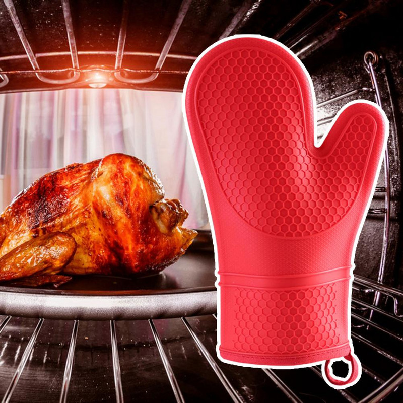 Aukščiausios kokybės silikoninės orkaitės pirštinės, pakabinamos virtuvės pirštinės, minkštas pamušalas, apsaugantis nuo nuplikimo, ilgesnis, izoliuotos virtuvės pirštinės