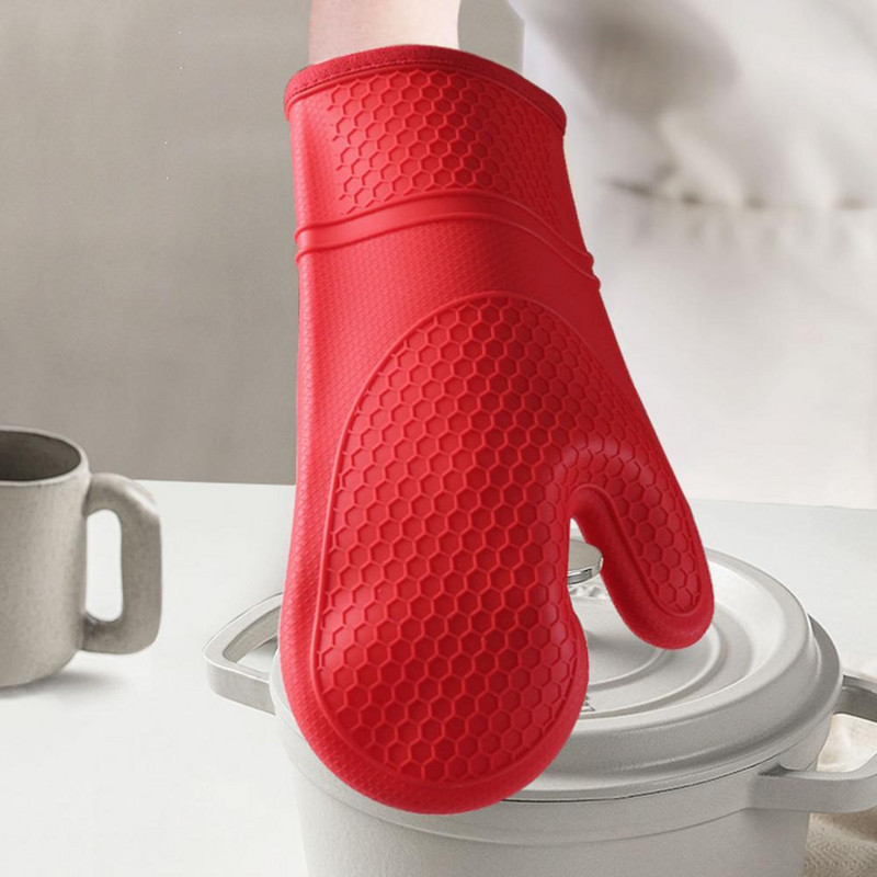 Aukščiausios kokybės silikoninės orkaitės pirštinės, pakabinamos virtuvės pirštinės, minkštas pamušalas, apsaugantis nuo nuplikimo, ilgesnis, izoliuotos virtuvės pirštinės