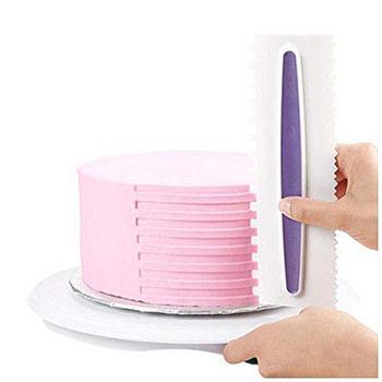 Комплект от 3 гребена за декориране и глазура Smoother Decorating Mousse Butter Cream Инструменти за ръбове на торта Скрепер Полираща машина