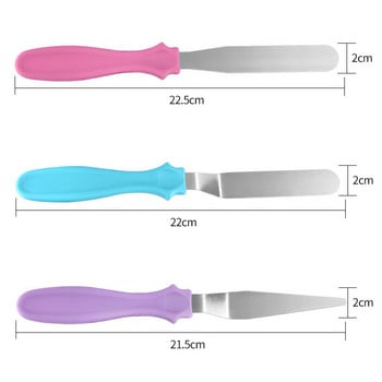 3 бр./компл. Малка извита ъглова шпатула Нож за маси от неръждаема стомана Нож за крем за торта Шпатула Инструменти за фондан