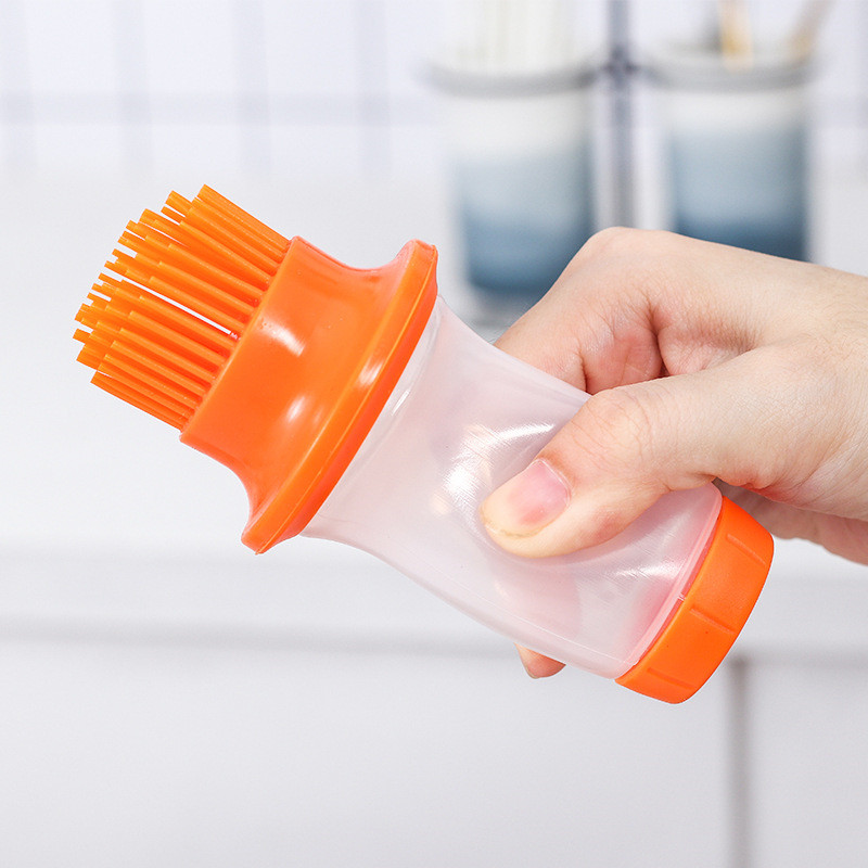 Silikoninio aliejaus buteliuko šepetys su dangteliu Temperatūrai atsparus nešiojamas kepsnių padažas Blynų kepimo pyragų aliejaus šepetys Virtuvės prietaisai