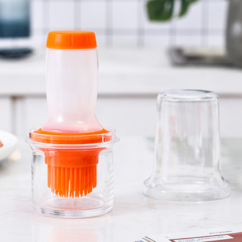 Silikoninio aliejaus buteliuko šepetys su dangteliu Temperatūrai atsparus nešiojamas kepsnių padažas Blynų kepimo pyragų aliejaus šepetys Virtuvės prietaisai