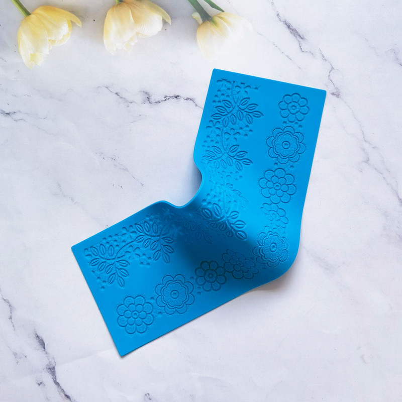 Virág csipkeforma torta szegély díszítő eszközök Fondant torta 3D forma élelmiszer minőségű szilikon szőnyeg penészsütés virágforma