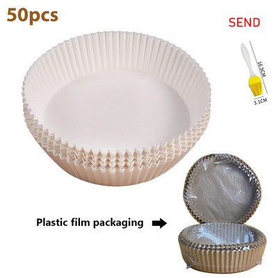 5/30/50/100 gab Air Fryer vienreizējās lietošanas papīra ieliktnis Nepiedegošs paklājs Tvaikonis apaļš papīra cepšanas paklājs Virtuves AirFryer cepšanas piederums