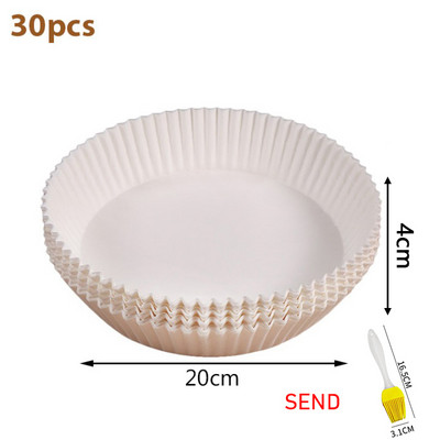 5/30/50/100 gab Air Fryer vienreizējās lietošanas papīra ieliktnis Nepiedegošs paklājs Tvaikonis apaļš papīra cepšanas paklājs Virtuves AirFryer cepšanas piederums