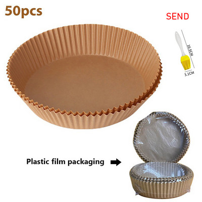 5/30/50/100 gab Air Fryer vienreizējās lietošanas papīra ieliktnis Nepiedegošs paklājs Tvaikonis apaļš papīra cepšanas paklājs Virtuves AirFryer cepšanas piederums