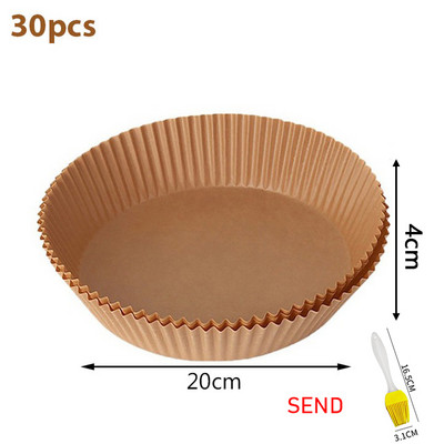 5/30/50/100 gab Air Fryer vienreizējās lietošanas papīra ieliktnis Nepiedegošs paklājs Tvaikonis apaļš papīra cepšanas paklājs Virtuves AirFryer cepšanas piederums