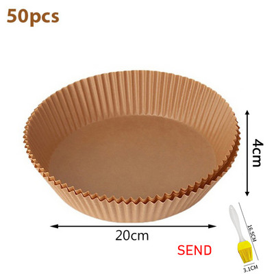 5/30/50/100 gab Air Fryer vienreizējās lietošanas papīra ieliktnis Nepiedegošs paklājs Tvaikonis apaļš papīra cepšanas paklājs Virtuves AirFryer cepšanas piederums