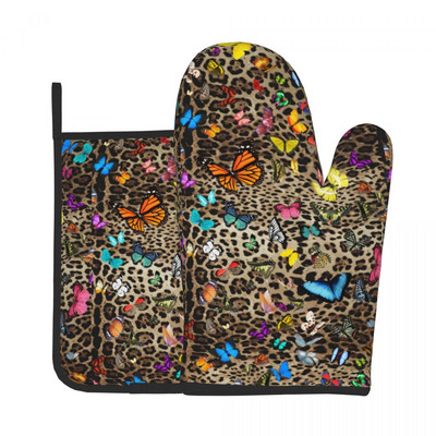 Tarka pillangós konyhai kesztyű Sunrise Gradiens hőálló grill légfrissítő kesztyű edénytartó mikrohullámú sütő kesztyű készlet