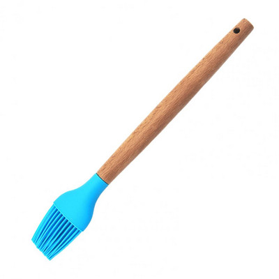 1 db szilikon BBQ olajos ráncos kefe fa nyelű sütemény kenyér krém kefék Sütő grill konyhai kiegészítők