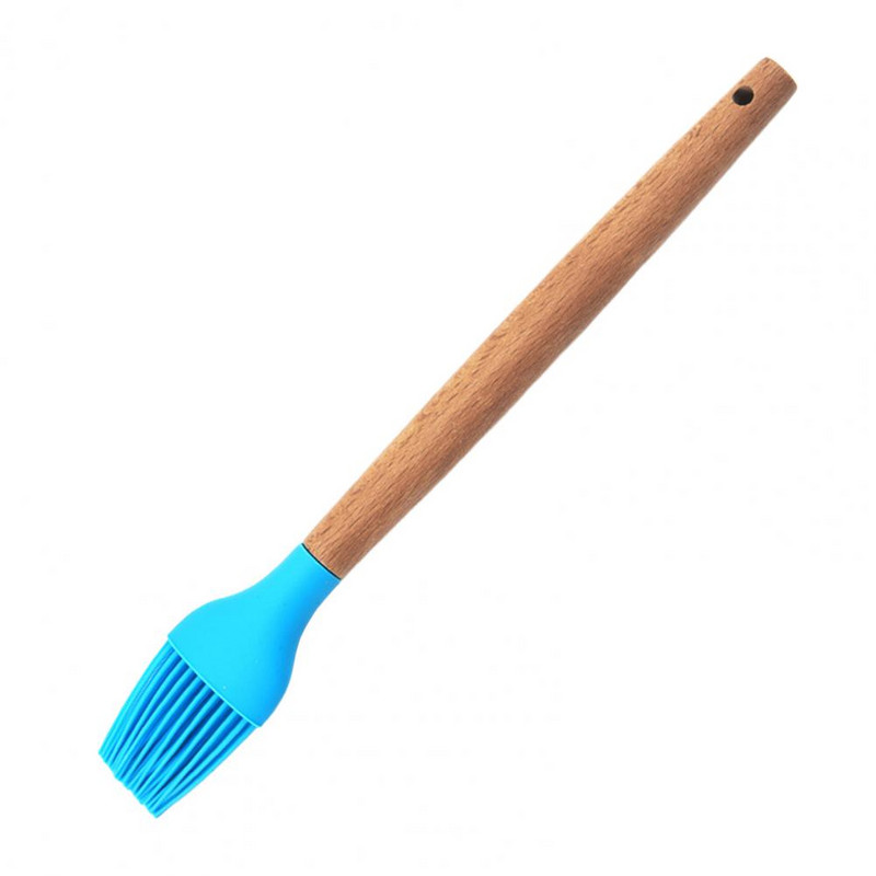 1 db szilikon BBQ olajos ráncos kefe fa nyelű sütemény kenyér krém kefék Sütő grill konyhai kiegészítők