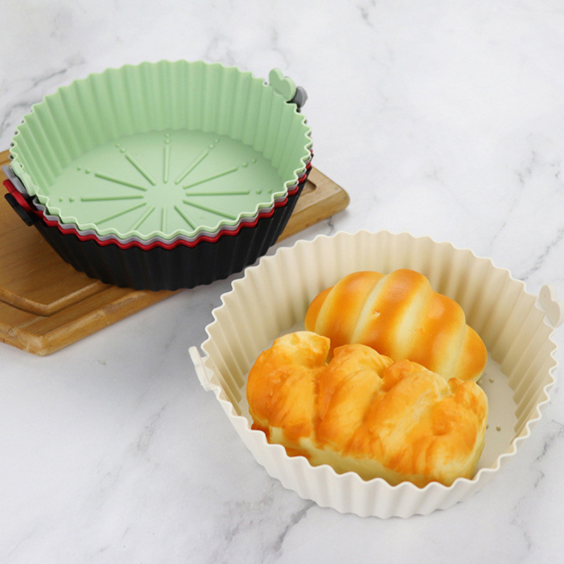 17/20 cm-es légsütő szilikon tepsi tortaforma csokoládé formák sütőedények péksütemény Airfryer edény kerek grillserpenyő