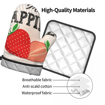 My Happiness Fruit 2pcs Mitt Hot Pad Fresh Strawberry Barbecue Heat Resist Кухненски ръкавици Hot Oven Bowl Комплект ръкавици за фурна