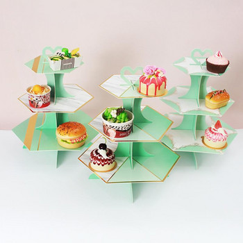 Πολύχρωμη βάση για κέικ τριών στρώσεων Φρούτα επιδόρπιο καραμέλα Cupcake αυτοβοήθειας Διακόσμηση δίσκου προβολής για εκδήλωση για πάρτι γενεθλίων γάμου