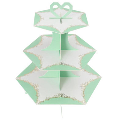 Daudzkrāsains trīsslāņu kūku statīvs augļu deserts konfekšu kūciņa pašpalīdzības displeja paplātes noformējums kāzu dzimšanas dienas svinībām