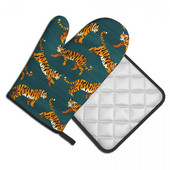 Bengālijas tīģeri 2gab. Mitt Hot Pad Tiger BBQ Maizes izolācija Virtuves cimdi Mikroviļņu krāsns Cepeškrāsns dūraiņu komplekts