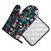 Vintage ziedu virtuves cimdu nakts mežs grafiska cepšana gatavošana dūraiņa katla turētājs bārbekjū izolācijas dūraiņu komplekts