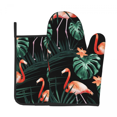 Vintage ziedu virtuves cimdu nakts mežs grafiska cepšana gatavošana dūraiņa katla turētājs bārbekjū izolācijas dūraiņu komplekts