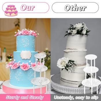 Поставка за торта, многократно използваеми подложки за торта, 3-етажна чиния за торти на много нива, декорация на сватбена торта, сватби, рождени дни