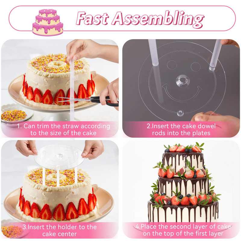 Tortų stovas, daugkartinio naudojimo tortų atramos, 3 pakopų tortų lėkštė daugiapakopiams tortams, vestuvių tortų dekoravimas, vestuvės, gimtadienio vakarėliai