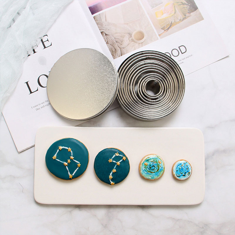 304 Nerūdijančio plieno putėsių žiedas aukštis 3 cm skersmuo 3-12 cm 12 vnt / rinkinys Kepimo įrankiai Virtuvės priedai Forma