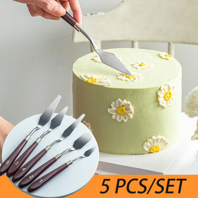 5 bucăți/set spatulă pentru prăjituri din oțel inoxidabil pentru cremă glazură cuțit paletă pentru copt patiserie pentru decorare tort cuțit racletă instrument de bucătărie