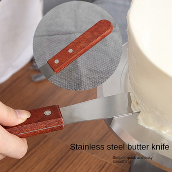 Дървена дръжка от неръждаема стомана Мистрия за торта крем изглаждане освобождаване прави ножове kissflat 6 инча 8 инча нож за масло